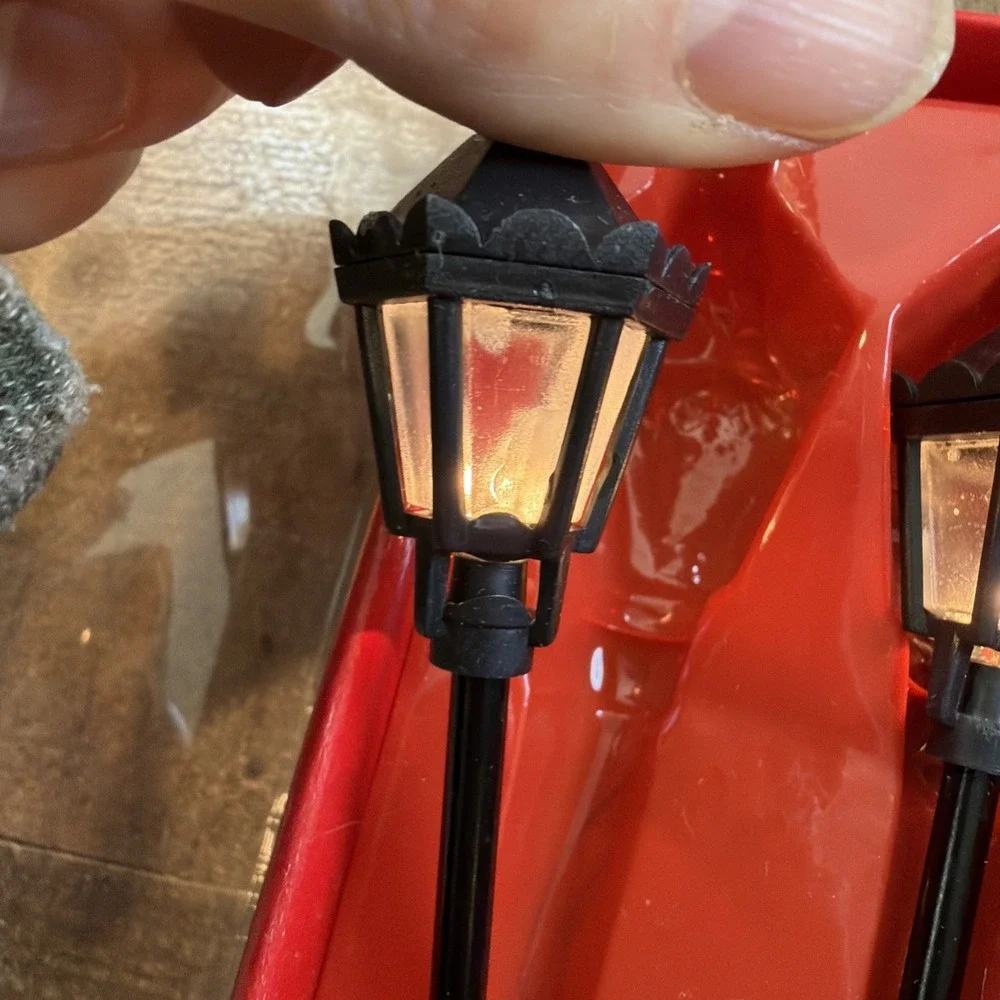 Lot of 3 Vintage Christmas Village Lighted Street Lamp Posts Battery Operated